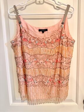Nanette Lepore Pink/Peach Beaded Sequin Camisole! Going Out / Bachelorette top!